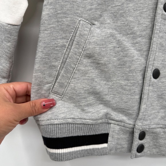 Zara Kids Size 7 Gray Black Color Block‎ Hoodie Jacket Varsity Style - Picture 5 of 10